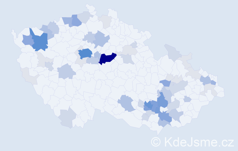 Příjmení: 'Čáslavová', počet výskytů 208 v celé ČR