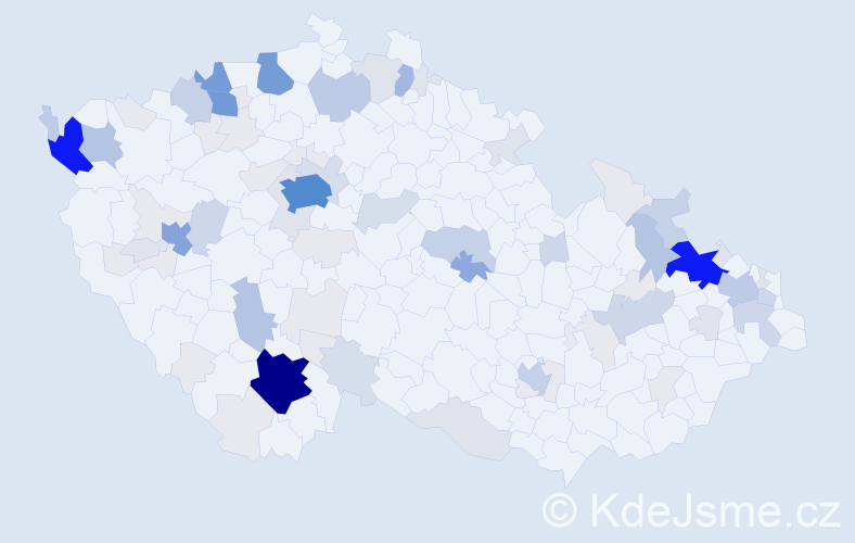 Příjmení: 'Bendík', počet výskytů 387 v celé ČR