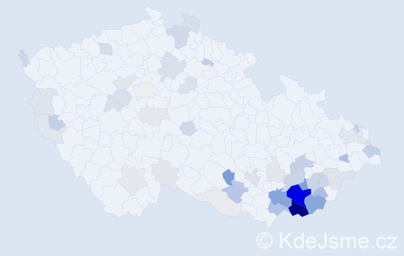 Příjmení: 'Lagová', počet výskytů 196 v celé ČR