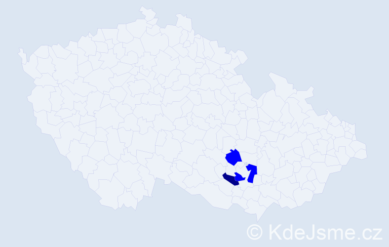 Příjmení: 'Tsyhak', počet výskytů 4 v celé ČR