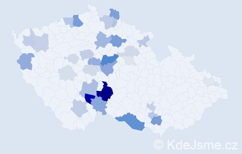 Příjmení: 'Hanzálková', počet výskytů 125 v celé ČR