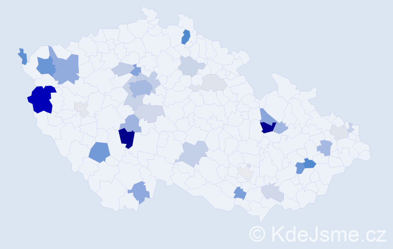 Příjmení: 'Klinková', počet výskytů 100 v celé ČR