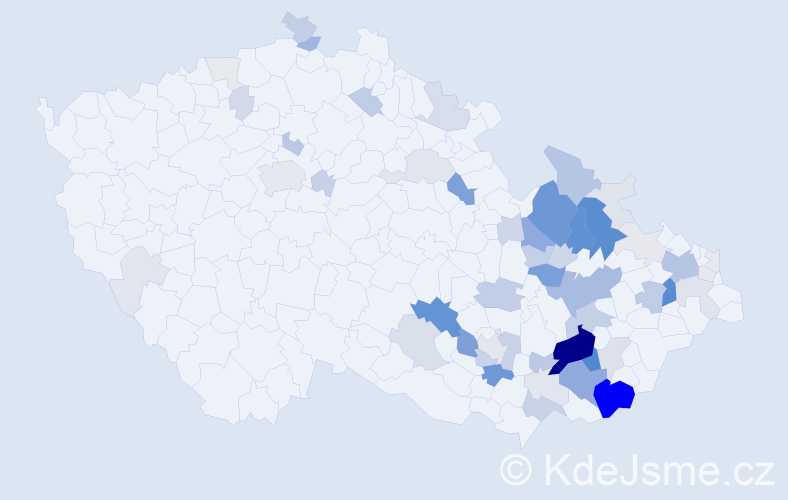 Příjmení: 'Kunčarová', počet výskytů 242 v celé ČR