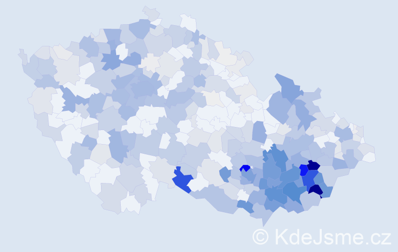 Příjmení: 'Kolařík', počet výskytů 1768 v celé ČR