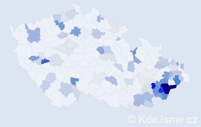 Příjmení: 'Molek', počet výskytů 286 v celé ČR