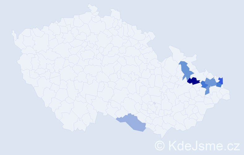 Příjmení: 'Moskálová', počet výskytů 16 v celé ČR