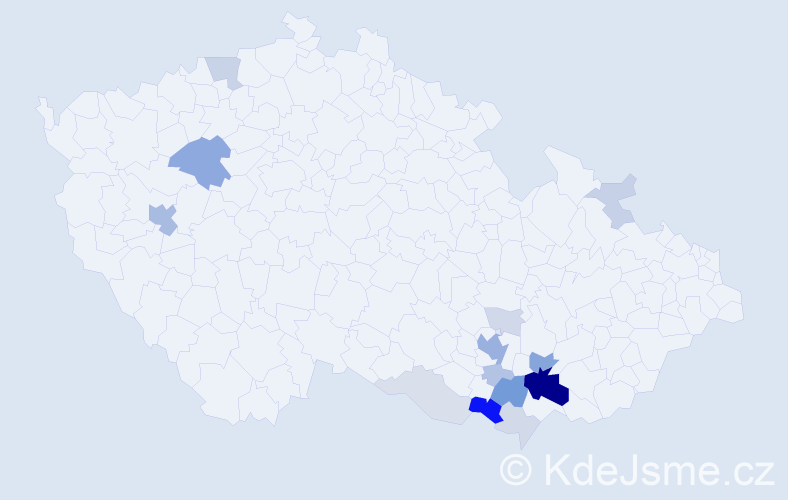 Příjmení: 'Zajdáková', počet výskytů 49 v celé ČR