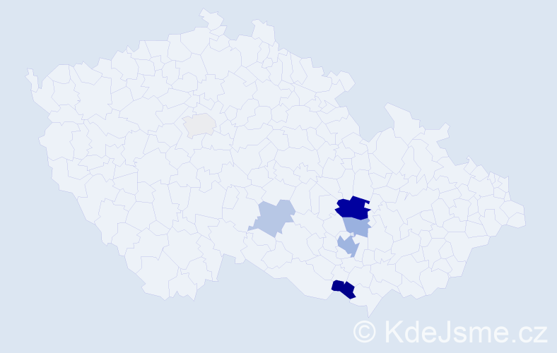 Příjmení: 'Orsáček', počet výskytů 14 v celé ČR