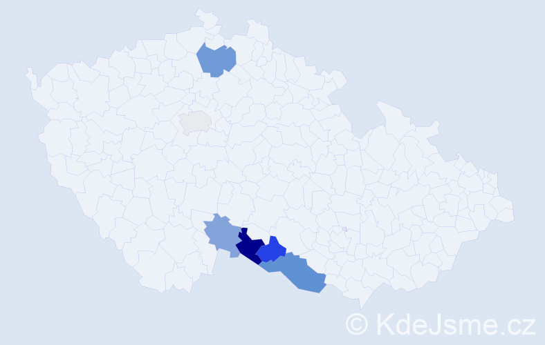 Příjmení: 'Pocarová', počet výskytů 29 v celé ČR