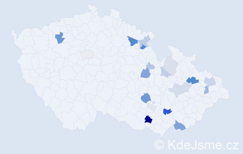 Příjmení: 'Čechovičová', počet výskytů 45 v celé ČR