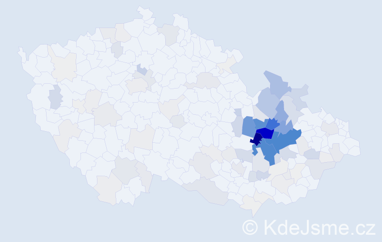 Příjmení: 'Vyroubal', počet výskytů 489 v celé ČR