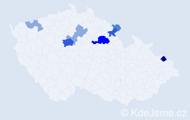 Příjmení: 'Klemenc', počet výskytů 21 v celé ČR