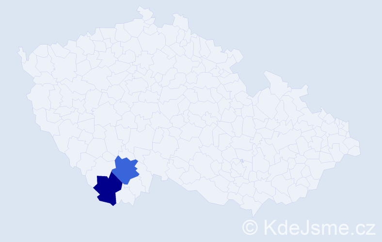Příjmení: 'Kerschlager', počet výskytů 5 v celé ČR