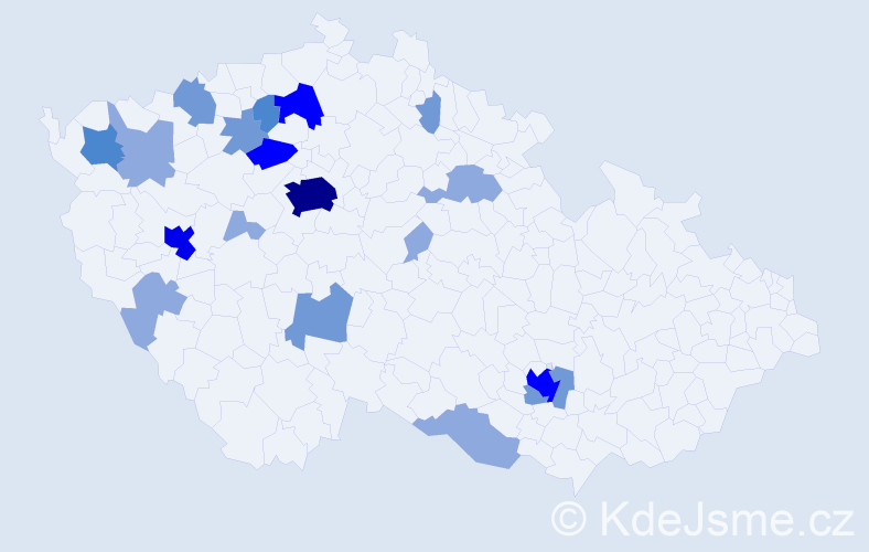 Příjmení: 'Milka', počet výskytů 45 v celé ČR