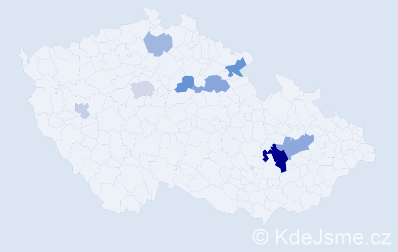 Příjmení: 'Copková', počet výskytů 20 v celé ČR