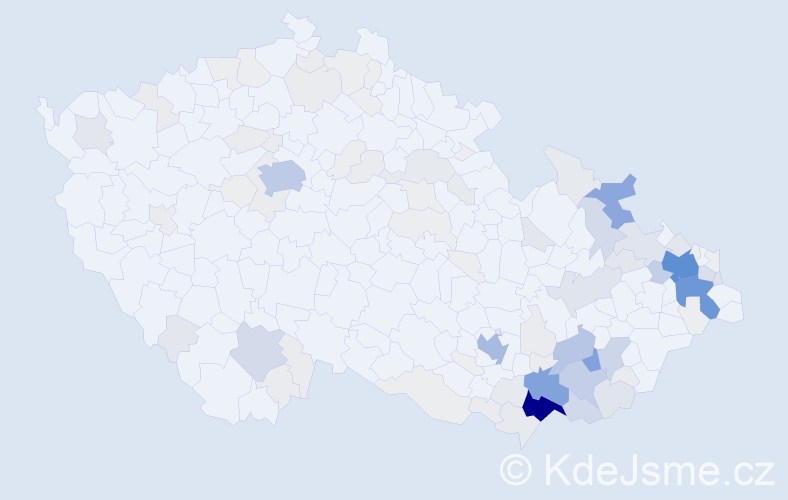 Příjmení: 'Kotásek', počet výskytů 616 v celé ČR
