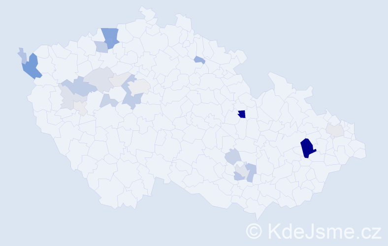 Příjmení: 'Jakubka', počet výskytů 70 v celé ČR