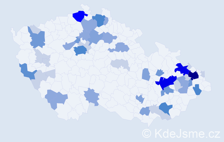Příjmení: 'Hiklová', počet výskytů 139 v celé ČR
