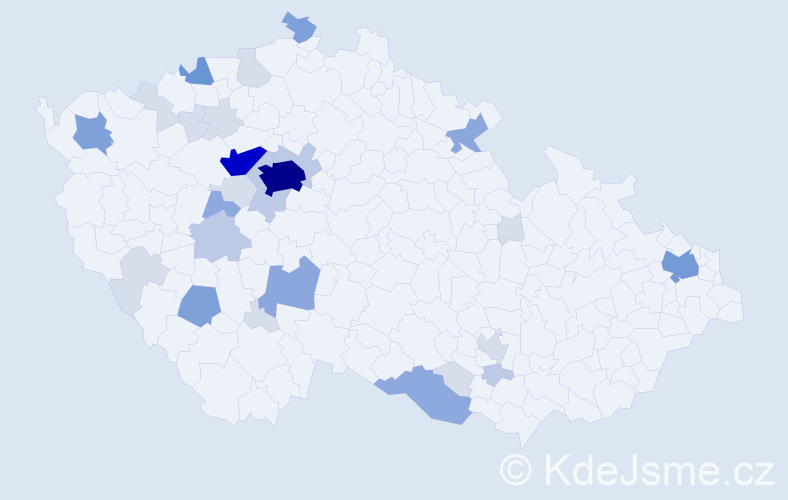 Příjmení: 'Vršek', počet výskytů 96 v celé ČR