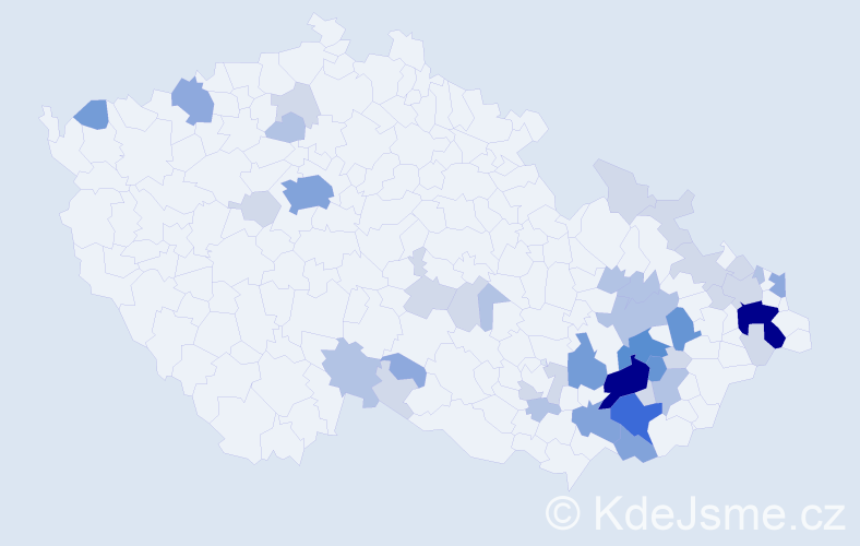 Příjmení: 'Cveková', počet výskytů 124 v celé ČR