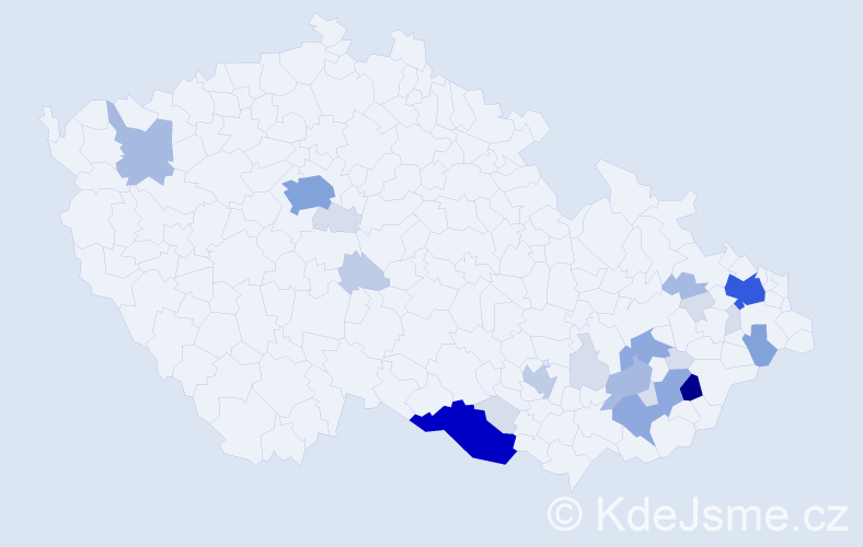 Příjmení: 'Sovjáková', počet výskytů 92 v celé ČR