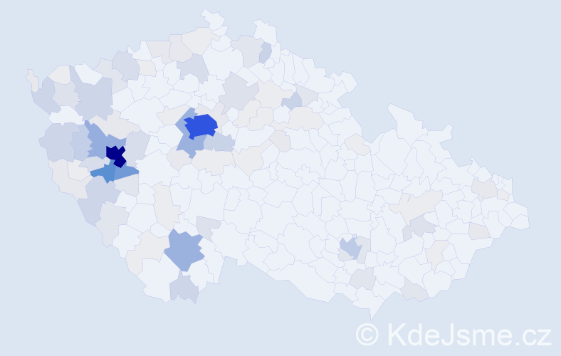 Příjmení: 'Tolar', počet výskytů 459 v celé ČR