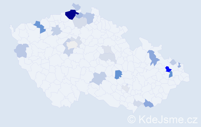 Příjmení: 'Kožárová', počet výskytů 59 v celé ČR