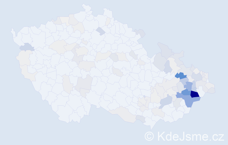 Příjmení: 'Mikulenková', počet výskytů 449 v celé ČR