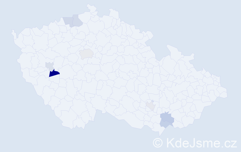 Příjmení: 'Riha', počet výskytů 10 v celé ČR