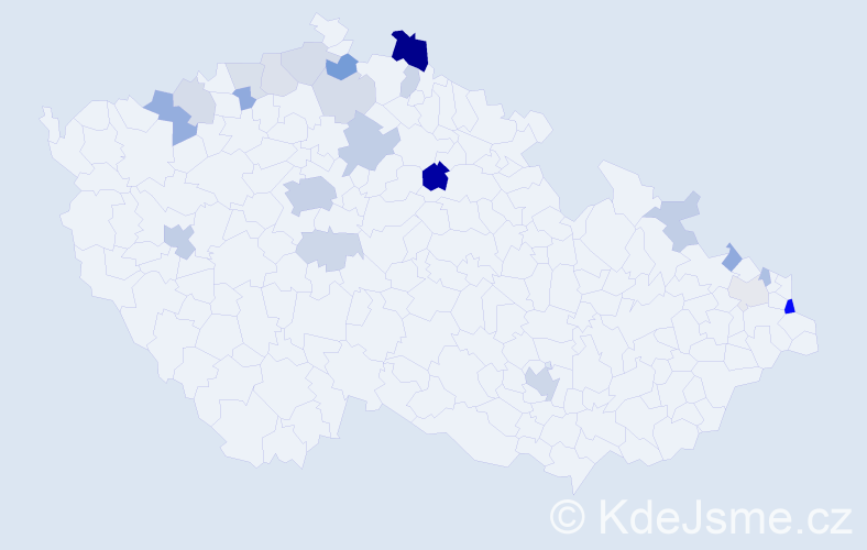 Příjmení: 'Goroĺová', počet výskytů 54 v celé ČR