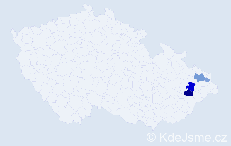 Příjmení: 'Rivec', počet výskytů 8 v celé ČR
