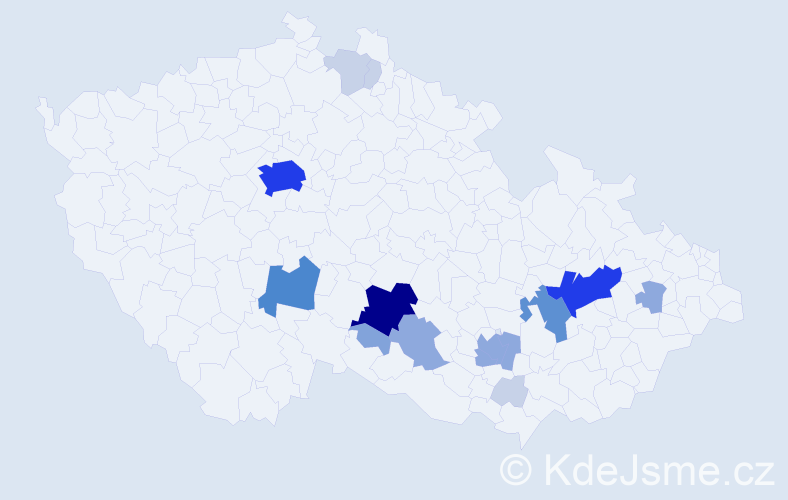 Příjmení: 'Bartů', počet výskytů 53 v celé ČR