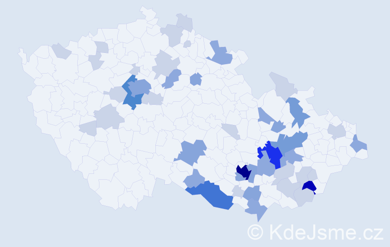 Příjmení: 'Vincourová', počet výskytů 113 v celé ČR