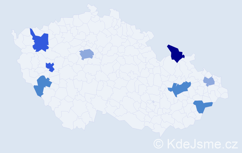 Příjmení: 'Kašperáková', počet výskytů 19 v celé ČR