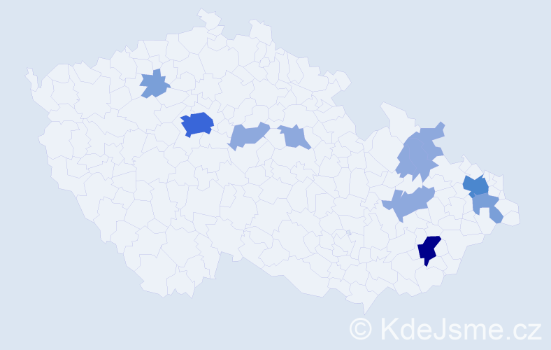 Příjmení: 'Fancová', počet výskytů 24 v celé ČR