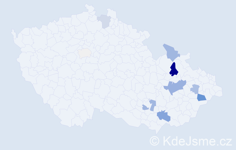 Příjmení: 'Prstková', počet výskytů 29 v celé ČR