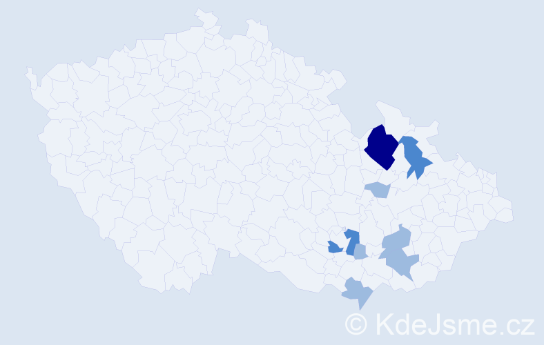 Příjmení: 'Kauf', počet výskytů 13 v celé ČR