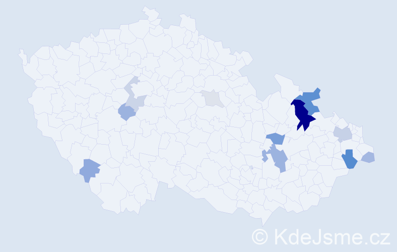 Příjmení: 'Chovančáková', počet výskytů 36 v celé ČR