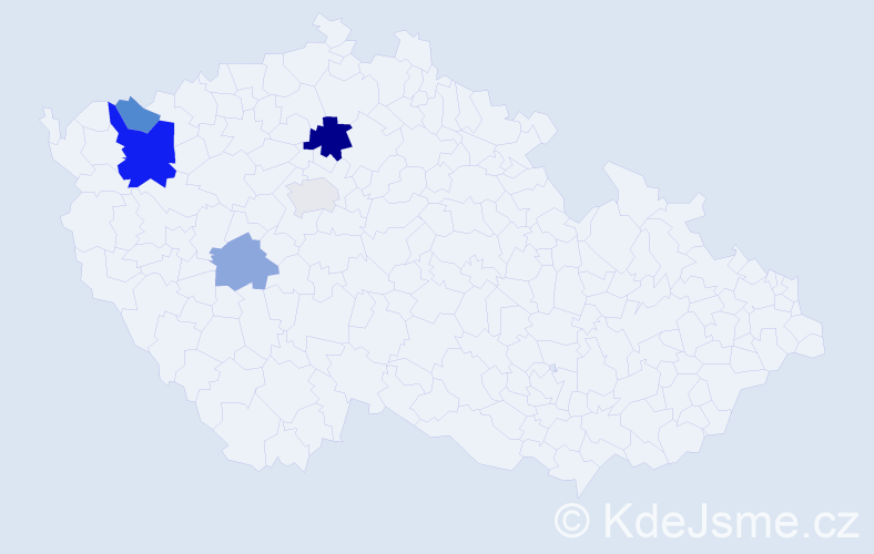 Příjmení: 'Podšer', počet výskytů 10 v celé ČR