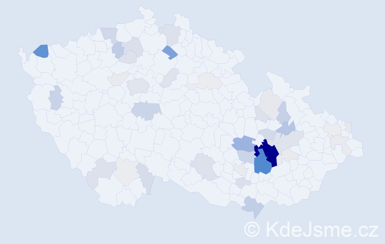 Příjmení: 'Konšel', počet výskytů 152 v celé ČR