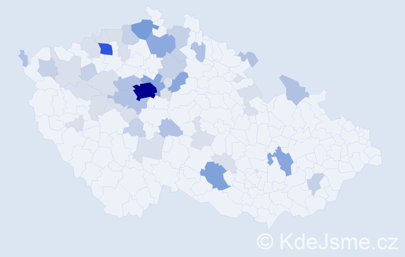 Příjmení: 'Jetel', počet výskytů 131 v celé ČR