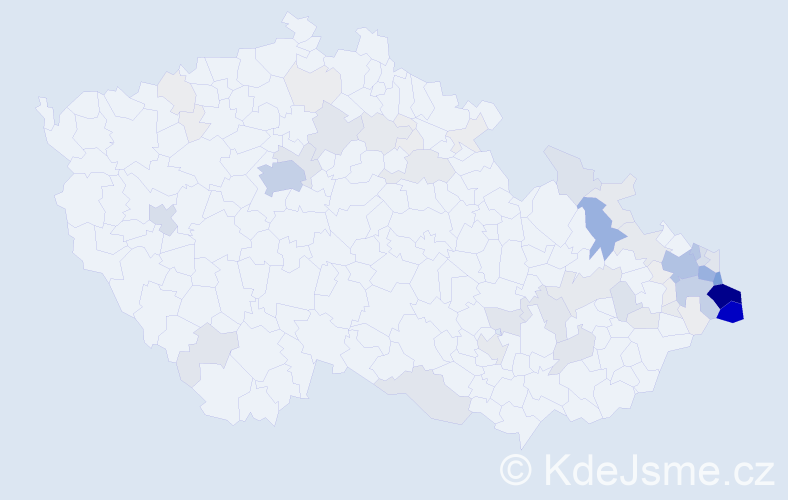 Příjmení: 'Bocek', počet výskytů 369 v celé ČR