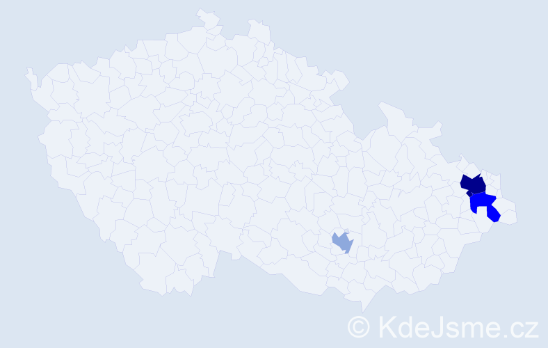 Příjmení: 'Pryček', počet výskytů 13 v celé ČR