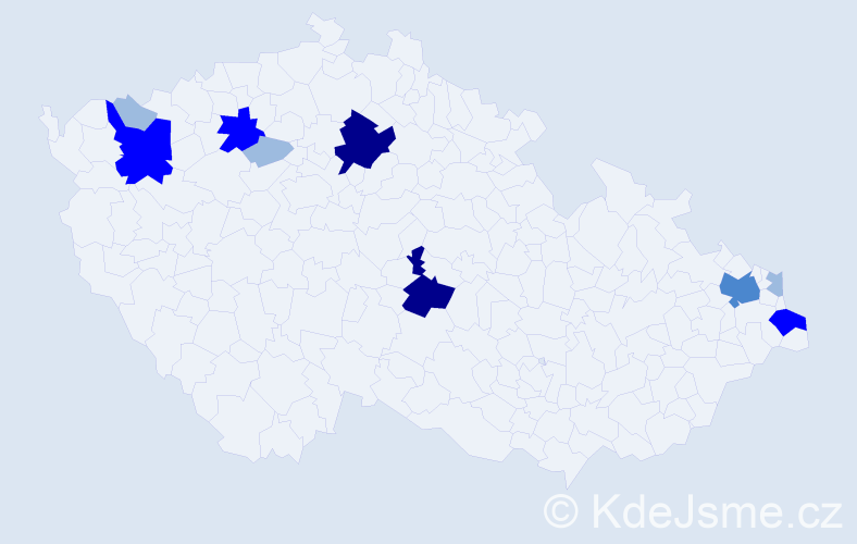 Příjmení: 'Koncz', počet výskytů 22 v celé ČR