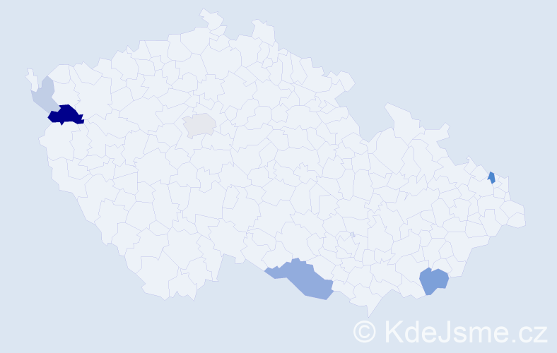 Příjmení: 'Čučelová', počet výskytů 18 v celé ČR