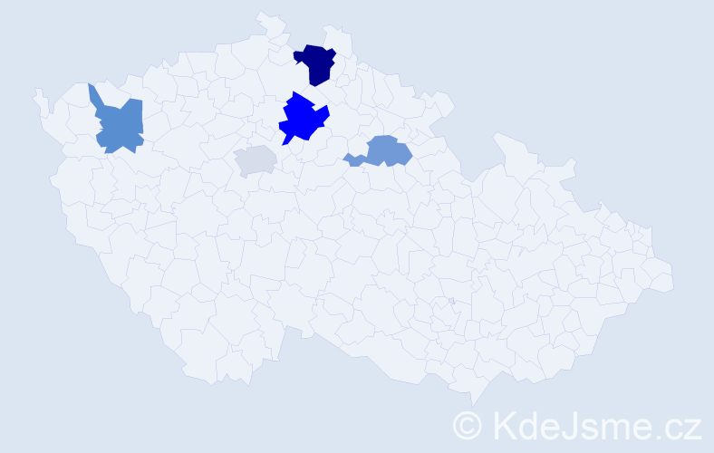 Příjmení: 'Komjáti', počet výskytů 8 v celé ČR