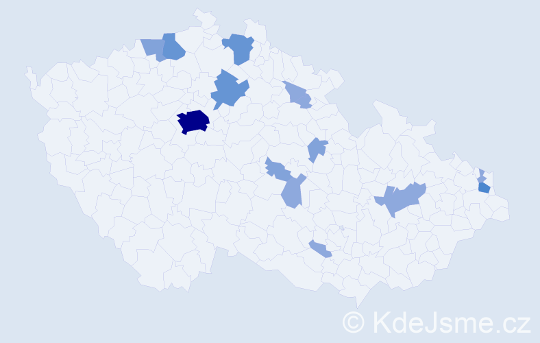 Příjmení: 'Kittnar', počet výskytů 33 v celé ČR