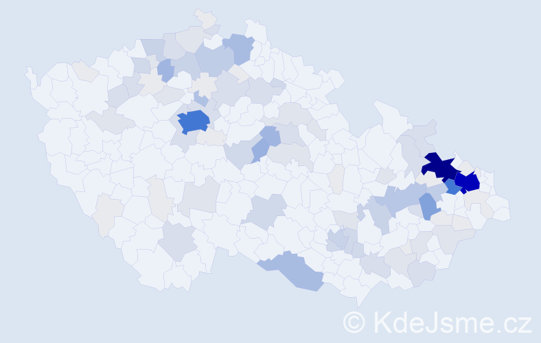 Příjmení: 'Hon', počet výskytů 408 v celé ČR