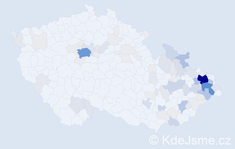 Příjmení: 'Kubečka', počet výskytů 308 v celé ČR