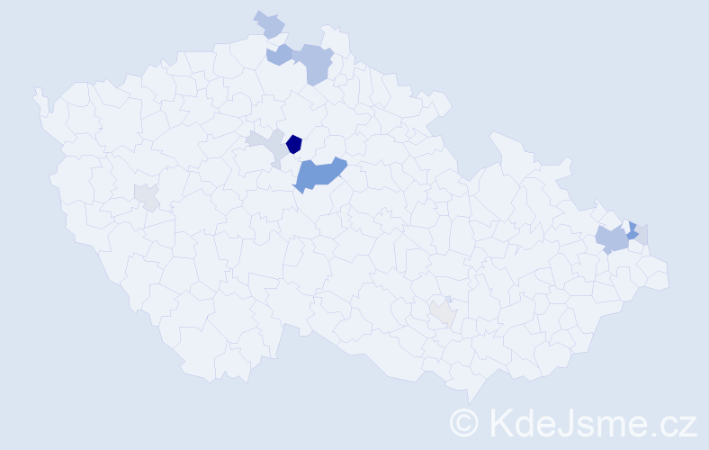 Příjmení: 'Medlen', počet výskytů 28 v celé ČR